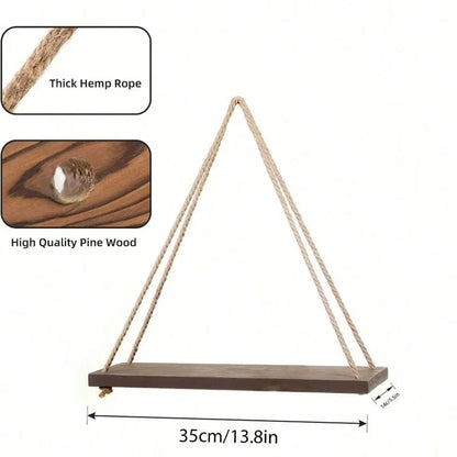 Wall-Mounted Hemp Rope Shelf