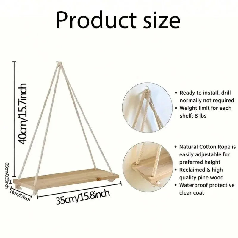 Wall-Mounted Hemp Rope Shelf