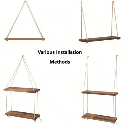 Wall-Mounted Hemp Rope Shelf