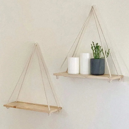 Wall-Mounted Hemp Rope Shelf